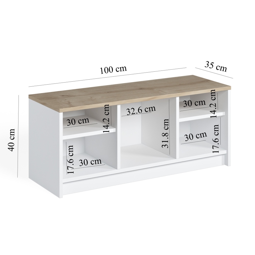 Kenkäkaappi LONDON 100x35 cm valkoinen/beige