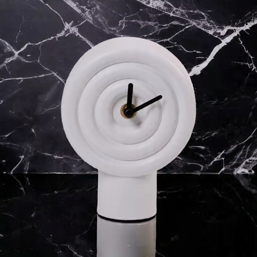 Keraaminen pöytäkello 16 cm 1xAA valkoinen
