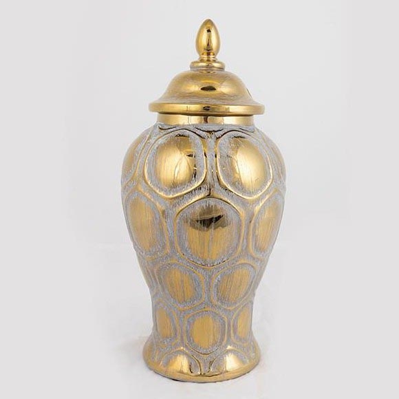 Keraaminen purkki 33,8x16 cm kulta/hopea