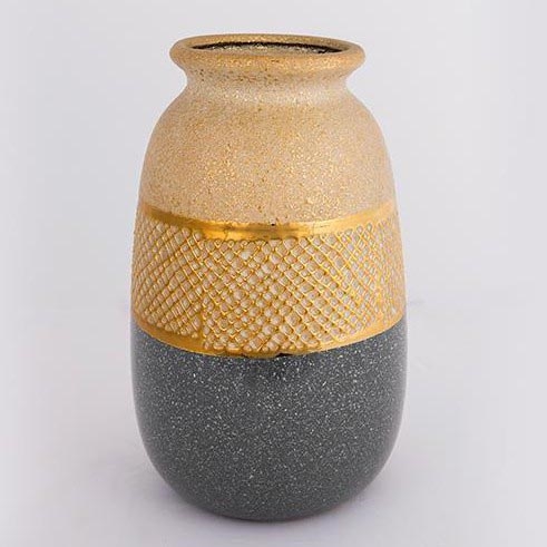 Keraaminen vaasi 25,5x15,5 cm kulta/harmaa