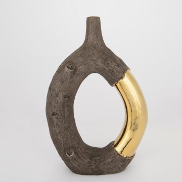 Keraaminen vaasi 38,5x26,5x9,5 cm ruskea/kulta