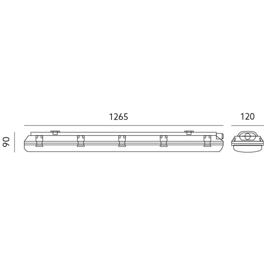 Kestävä loistelamppu T8 2xG13/18W/230V IP65