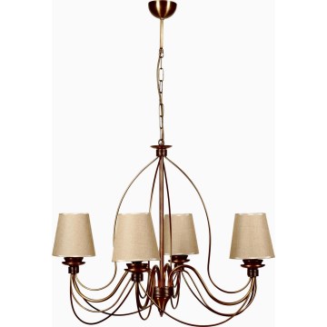 Ketjulla ripustettava CLASSIC-kattokruunu 4xE14/40W/230V pronssi/beige