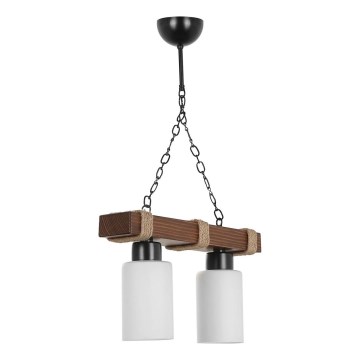 Ketjulla roikkuva kattokruunu JASMIN 2xE27/40W/230V ruskea/valkoinen