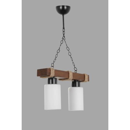Ketjulla roikkuva kattokruunu JASMIN 2xE27/40W/230V ruskea/valkoinen