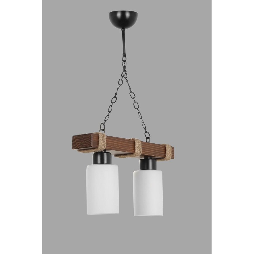 Ketjulla roikkuva kattokruunu JASMIN 2xE27/40W/230V ruskea/valkoinen