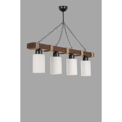 Ketjulla varustettu kattokruunu JASMIN 4xE27/40W/230V ruskea/valkoinen