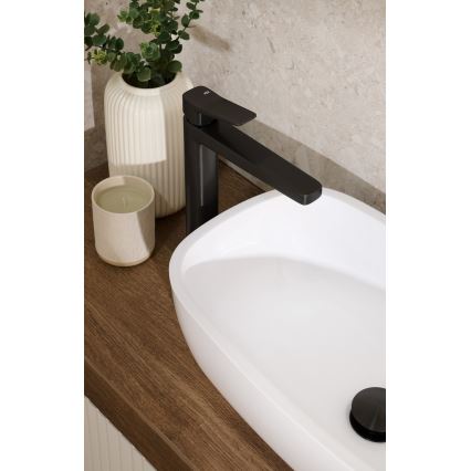 KFA Armatura 4522-712-81 - Pesuallashana + tyhjennysventtiili MALAGA 30,3 cm musta