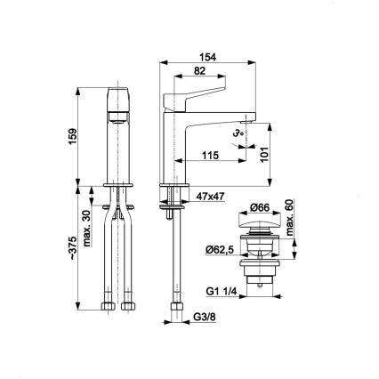 KFA Armatura 4522-815-00 - Pesuallashana + tyhjennysventtiili MALAGA 15,9 cm kiiltävä kromi