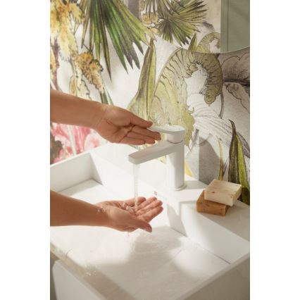 KFA Armatura 4522-815-44 - Pesuallosekoitin + MALAGA-tyhjennysventtiili 15,9 cm valkoinen