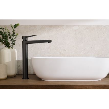 KFA Armatura 4522-815-81 - Pesuallashana + tyhjennysventtiili MALAGA 15,9 cm musta