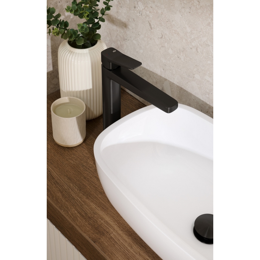 KFA Armatura 4522-815-81 - Pesuallashana + tyhjennysventtiili MALAGA 15,9 cm musta