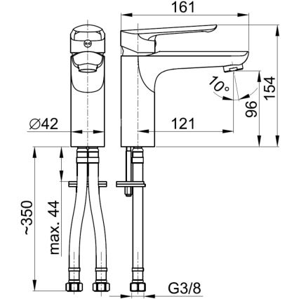 KFA Armatura 5022-815-00 - Altaan hana + jäte ylivuoto TANZANIT 15,4 cm kiiltävä kromi