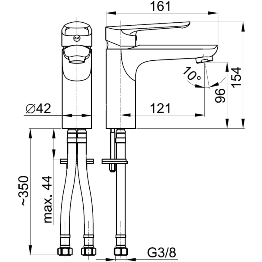 KFA Armatura 5022-815-00 - Altaan hana + jäte ylivuoto TANZANIT 15,4 cm kiiltävä kromi