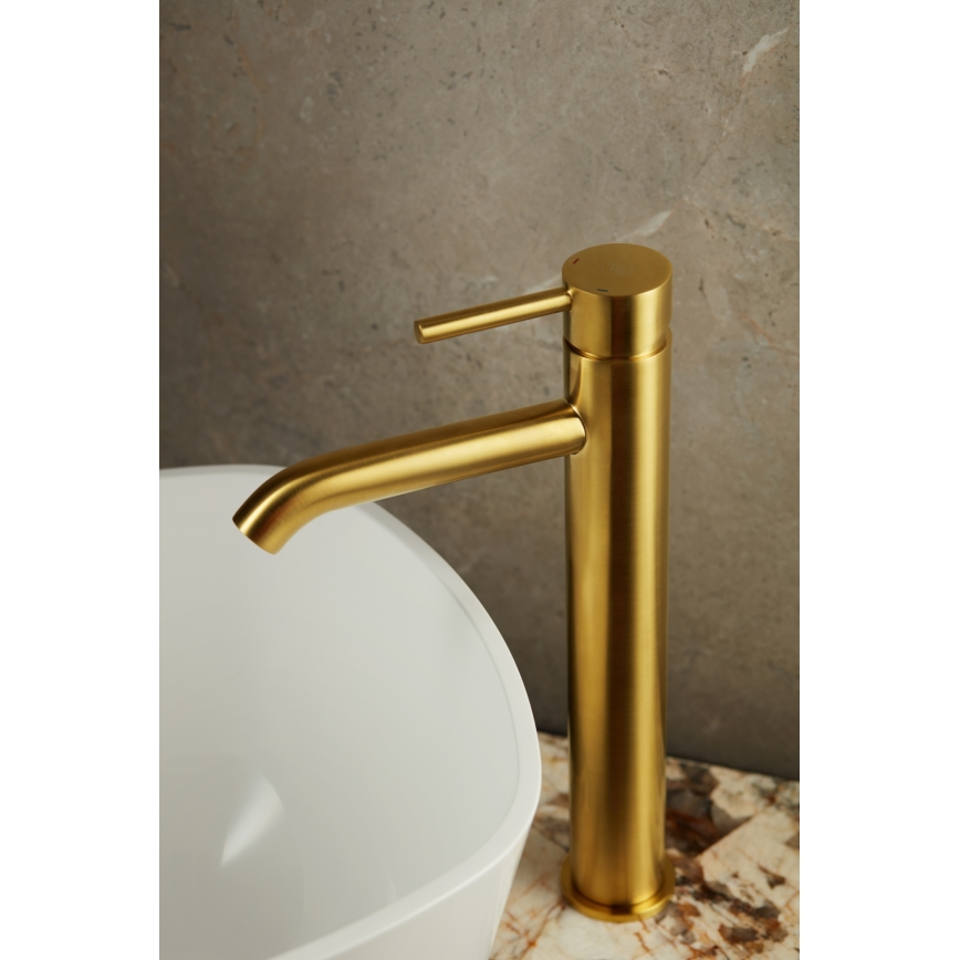 KFA Armatura 5032-612-31 - Altaan hana + jäte ylivuoto MOZA 33 cm maa kulta