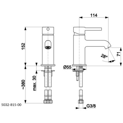 KFA Armatura 5032-815-81 - Altaan hana + jäte ylivuoto MOZA 15,2 cm matta musta