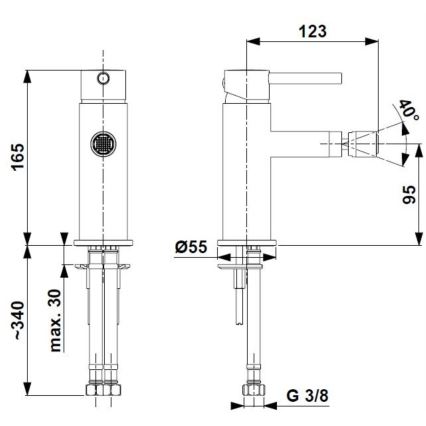 KFA Armatura 5037-015-31 - Bidet hanakulma + ylivuotolla MOZA harjattu kulta