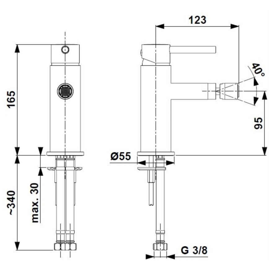 KFA Armatura 5037-015-31 - Bidet hanakulma + ylivuotolla MOZA harjattu kulta