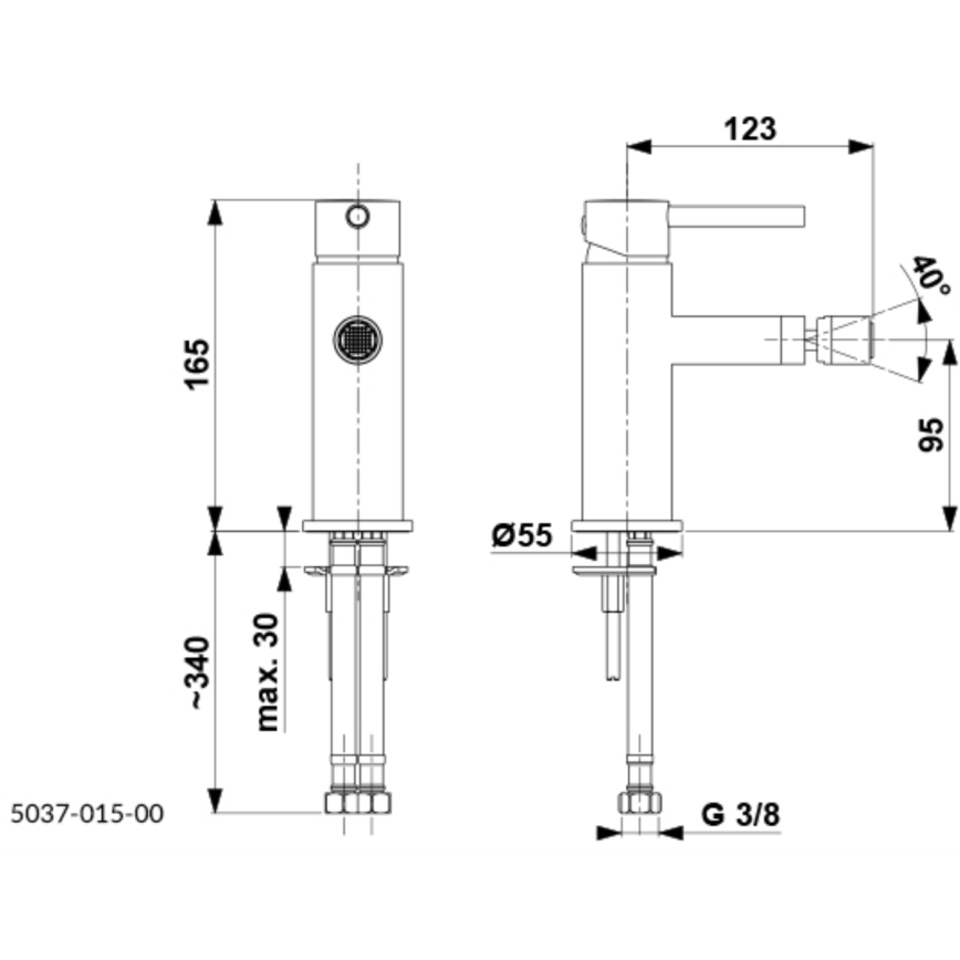 KFA Armatura 5037-015-81 - Bidet hanakulma + ylivuotolla MOZA mattamusta