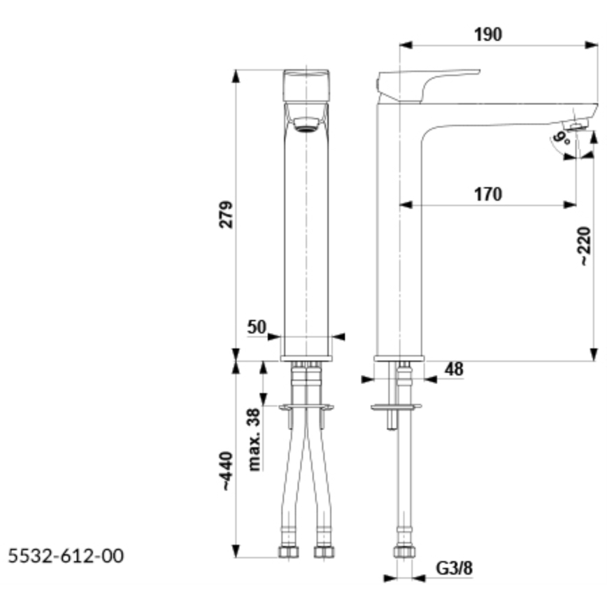 KFA Armatura 5532-612-81 - Altaan hana MOKAIT 27,9 cm messinki/matta musta
