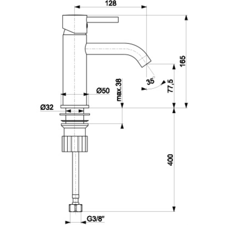 KFA Armatura 5822-815-81 - Altaan hana + jäte NEDA 16,5 cm messinki/matta musta
