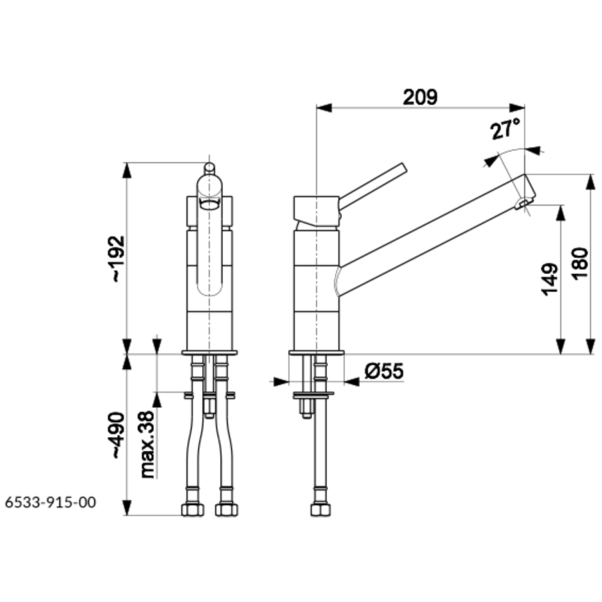 KFA Armatura 6533-915-81 - Pesualtaan hana ANDRA messinki/matta musta