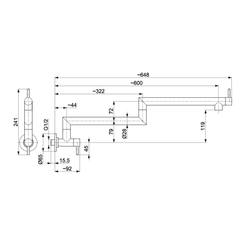 KFA Armatura 6623-030-22 - Keittiöhana nivelvarrella DUERO POT FILLER, ruostumaton teräs