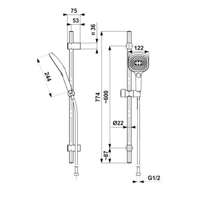 KFA Armatura 841-352-31 - MALAGA-suihkusetti, harjattu kulta