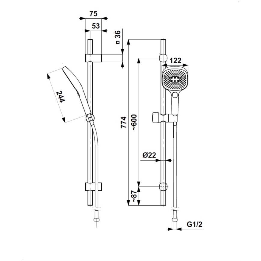 KFA Armatura 841-352-31 - MALAGA-suihkusetti, harjattu kulta