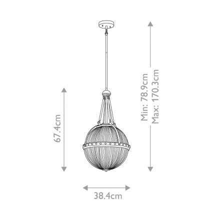 Kichler - Kattokruunu johdossa ASTER 3xE14/60W/230V kulta
