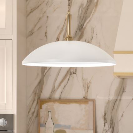 Kichler - Kattokruunu ketjussa DELAROSA 1xE27/60W/230V valkoinen/messinki