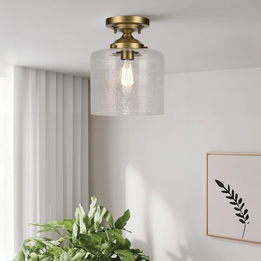 Kichler - Kattovalo WINSLOW 1xE27/60W/230V halkaisija 21,6 cm messinki