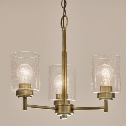 Kichler - Kattokruunu ketjussa WINSLOW 3xE27/60W/230V halkaisija 45,8 cm messinki