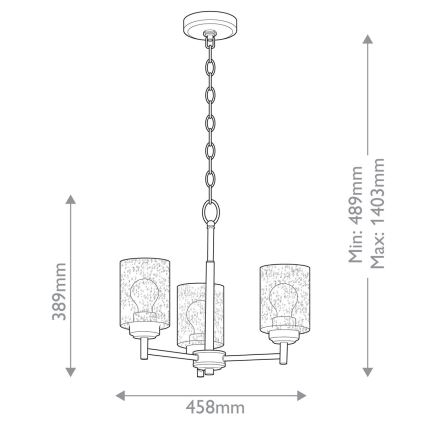 Kichler - Kattokruunu ketjussa WINSLOW 3xE27/60W/230V halkaisija 45,8 cm messinki