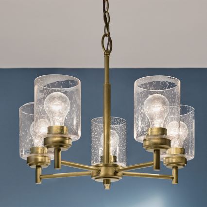 Kichler - Kattokruunu ketjussa WINSLOW 5xE27/60W/230V halkaisija 50,2 cm messinki