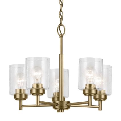 Kichler - Kattokruunu ketjussa WINSLOW 5xE27/60W/230V halkaisija 50,2 cm messinki