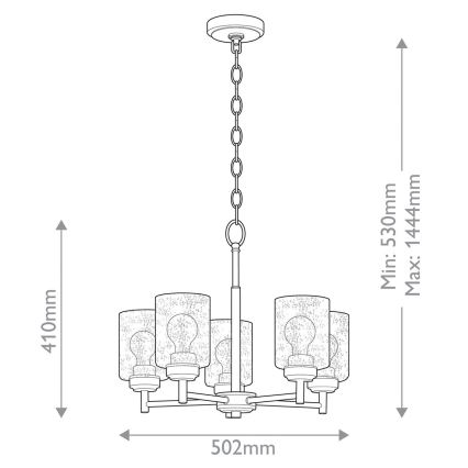 Kichler - Kattokruunu ketjussa WINSLOW 5xE27/60W/230V halkaisija 50,2 cm messinki