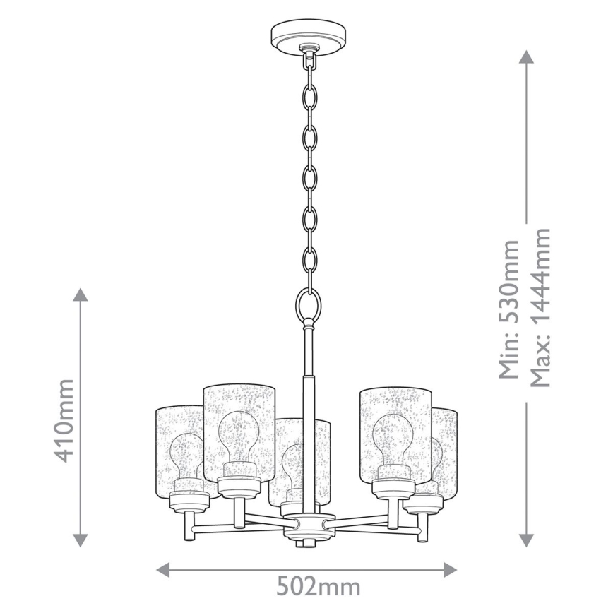 Kichler - Kattokruunu ketjussa WINSLOW 5xE27/60W/230V halkaisija 50,2 cm messinki
