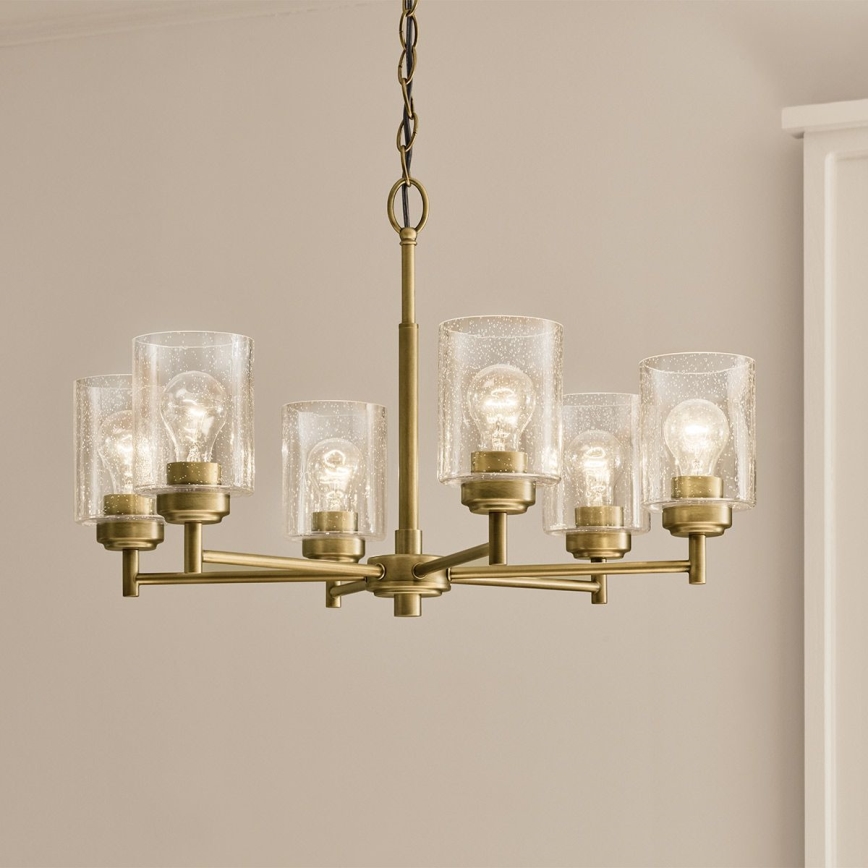 Kichler - Kattokruunu ketjussa WINSLOW 6xE27/60W/230V halkaisija 66 cm messinki