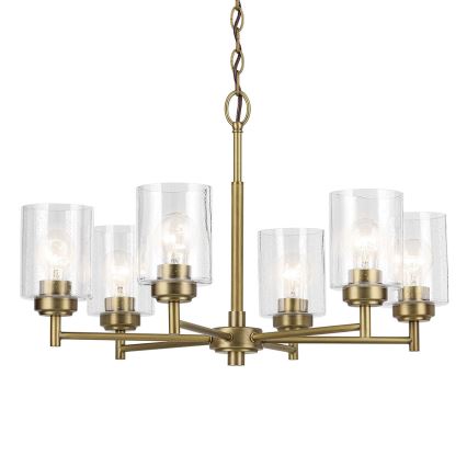 Kichler - Kattokruunu ketjussa WINSLOW 6xE27/60W/230V halkaisija 66 cm messinki