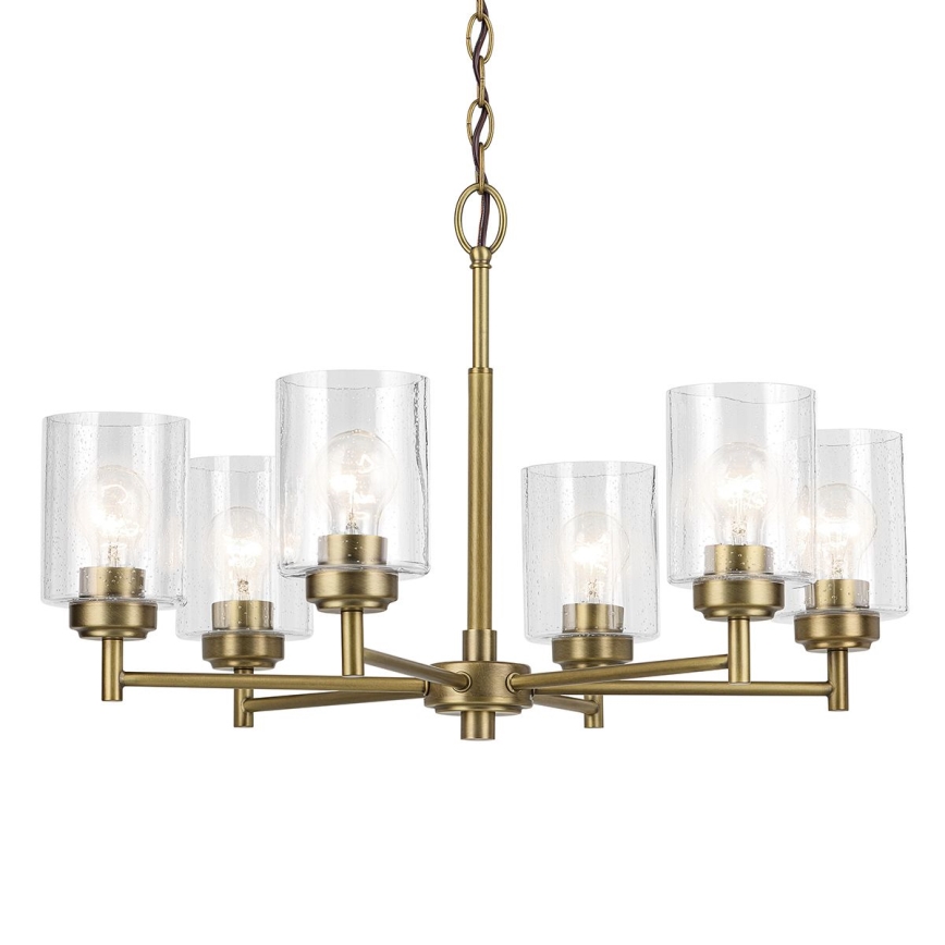 Kichler - Kattokruunu ketjussa WINSLOW 6xE27/60W/230V halkaisija 66 cm messinki
