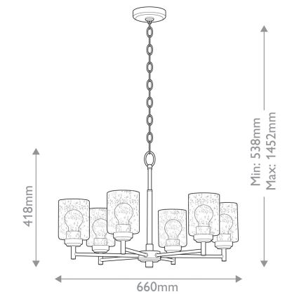Kichler - Kattokruunu ketjussa WINSLOW 6xE27/60W/230V halkaisija 66 cm messinki