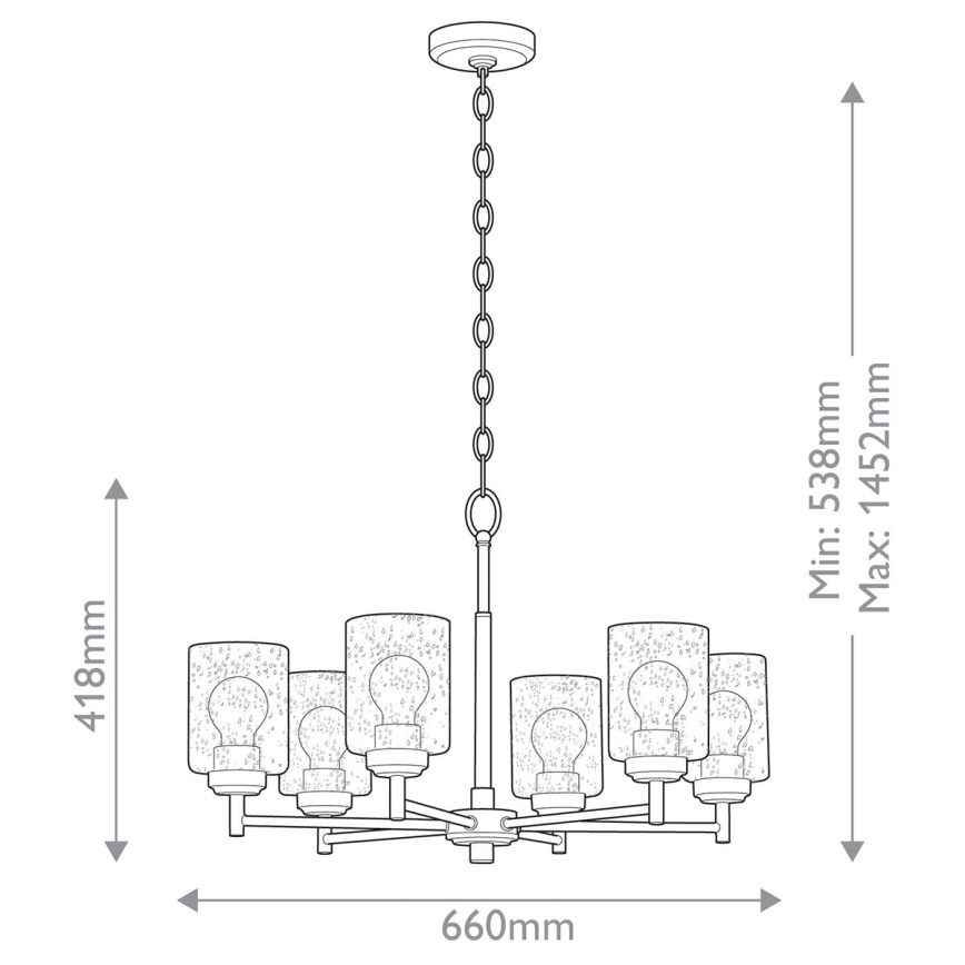 Kichler - Kattokruunu ketjussa WINSLOW 6xE27/60W/230V halkaisija 66 cm messinki