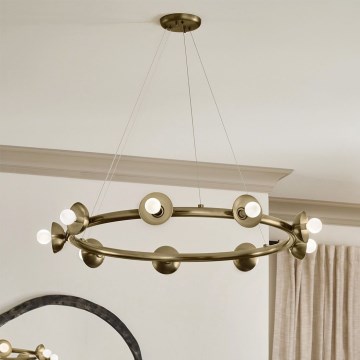 Kichler - Riippuvalaisin kaapelilla PALTA 9xE14/40W/230V kultainen