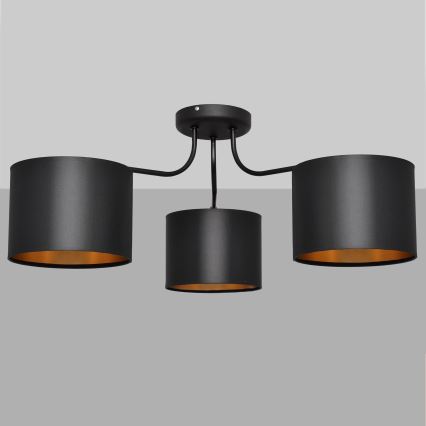 Kiinteä kattokruunu ALBA 3xE27/15W/230V musta/kultainen