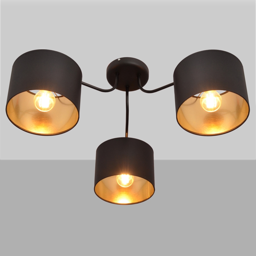 Kiinteä kattokruunu ALBA 3xE27/15W/230V musta/kultainen