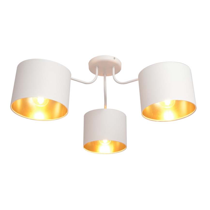 Kiinteä kattokruunu ALBA 3xE27/15W/230V valkoinen/kultainen