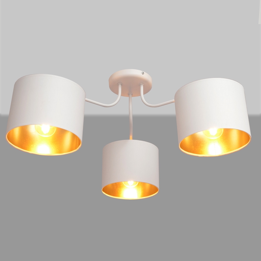 Kiinteä kattokruunu ALBA 3xE27/15W/230V valkoinen/kultainen