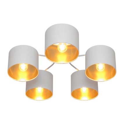 Kiinteä kattokruunu ALBA 5xE27/15W/230V valkoinen/kultainen