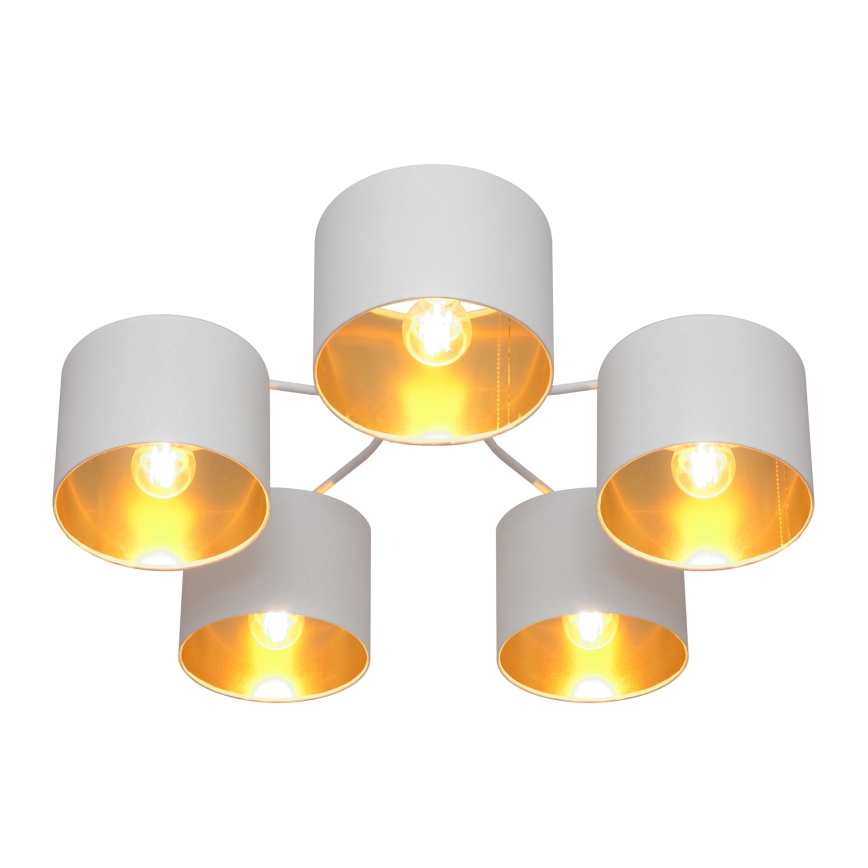Kiinteä kattokruunu ALBA 5xE27/15W/230V valkoinen/kultainen